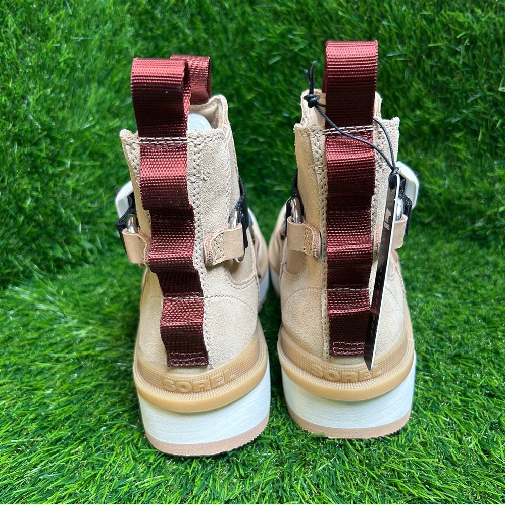 Sorel Tan Ankle Boots with Black and Red Details - Picture 4 of 8